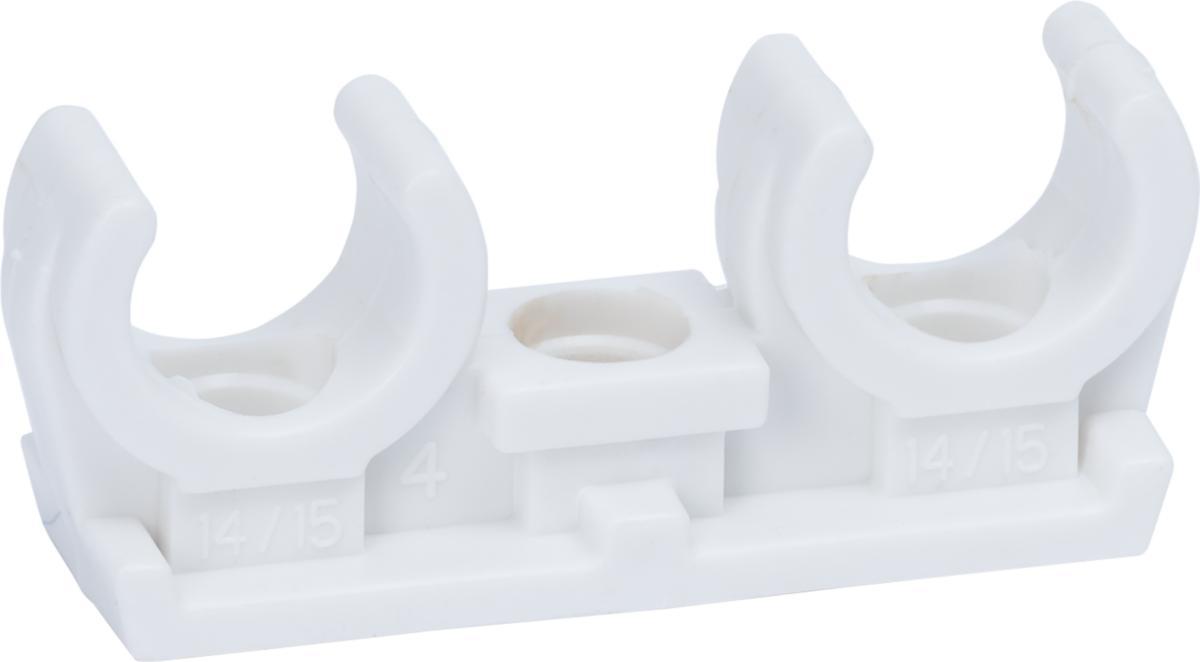 Rörklämma av plast dubbel - RØRKLAMMER 2X15 MM 2/FORP