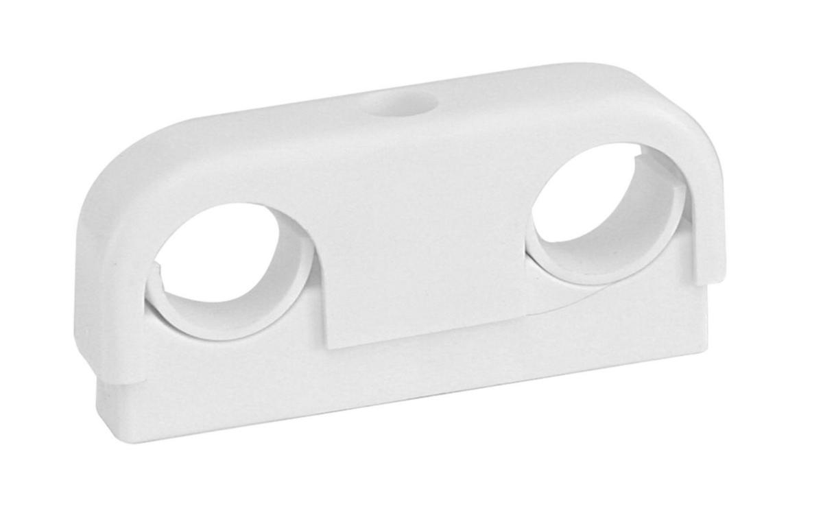 Rörklämma av plast dubbel c/c 40 mm L= 70 mm - RØRKLEMME 18-22 DOBBEL HVIT 40 C/C