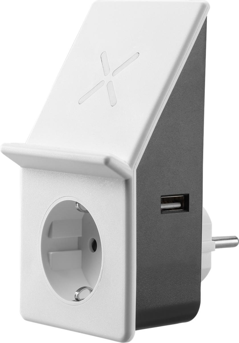 Lader vegguttak 1 stk qi - Lader trådløs vegguttak 1 schuko qi 10w 1usb a 2.4a