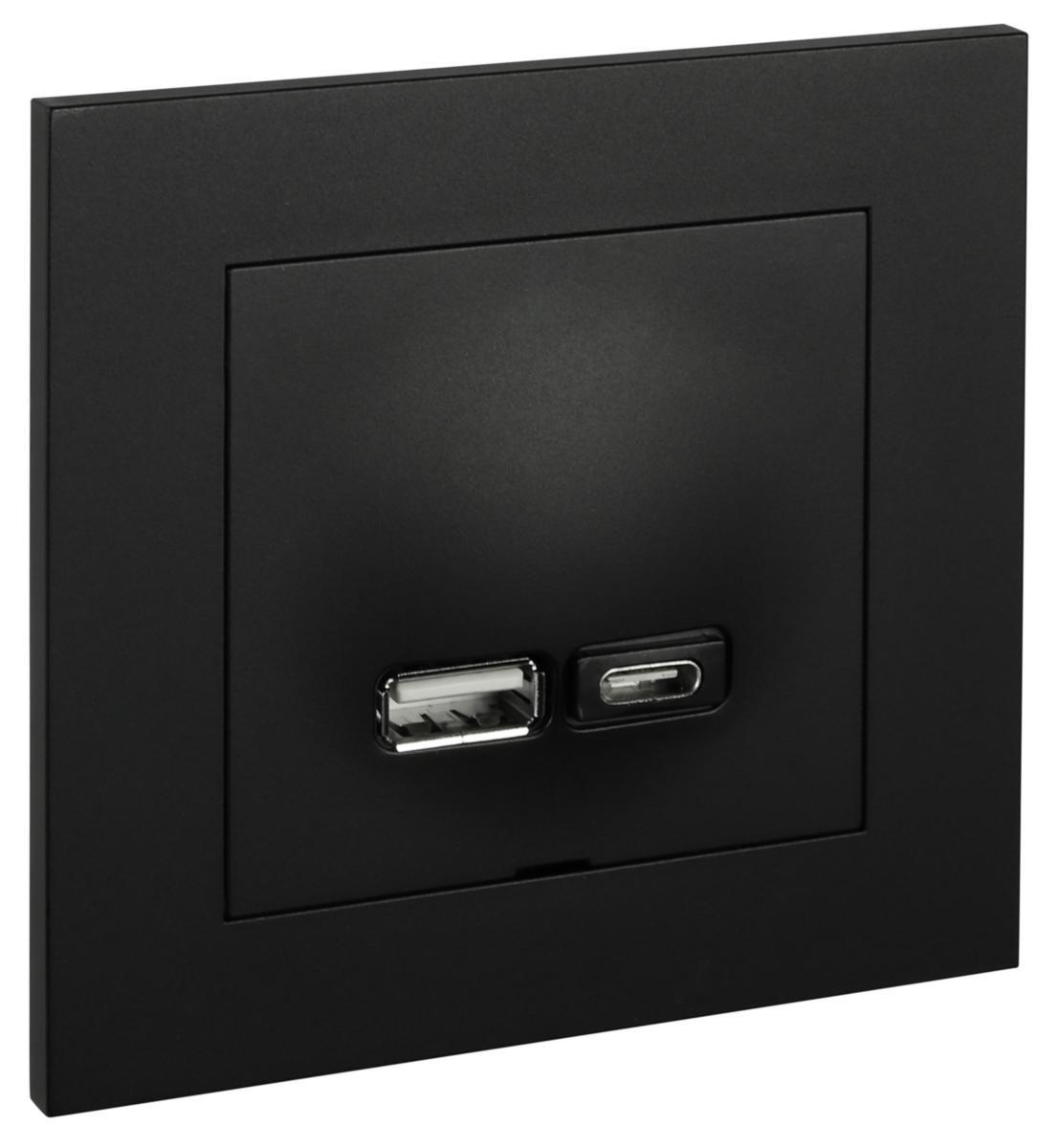 Ladestasjon, innfeldt, 2 USB A+C, Elko Plus -