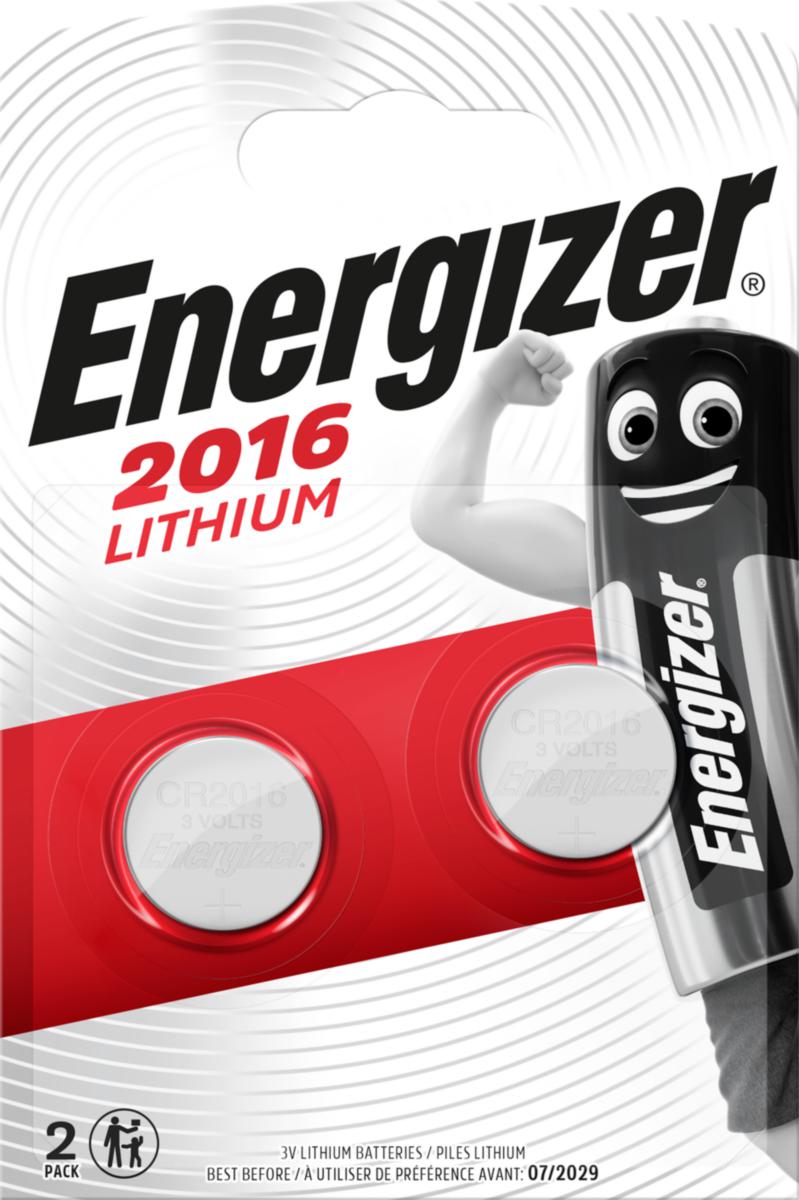 Knappcelle batteri Energizer Lithium, 2-pk - BATTERI LITIUM CR2016 FSB2