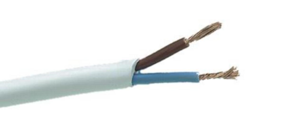 SKK (H03VV-H), lampettledning, rund - KABEL PLH 2X0.75 10M HVIT RING
