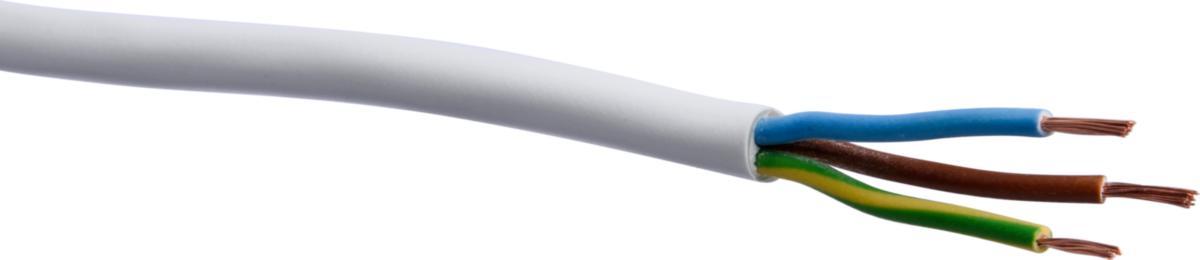 SKK (H03VV-H), lampettledning, rund - KABEL PLH 3G0.75 HVIT 10M/RING H05VV-F