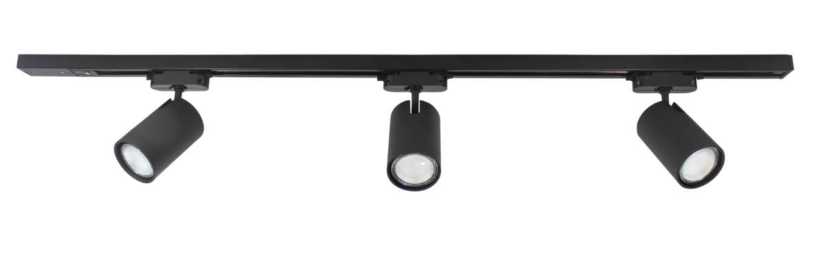 Spotlightskinne inklusive spotlights, Ingarö - SPOTLIGHTSKINNE 1M + 3 LAMPER SVART GU10 EKS LYSKILDE INGARÖ