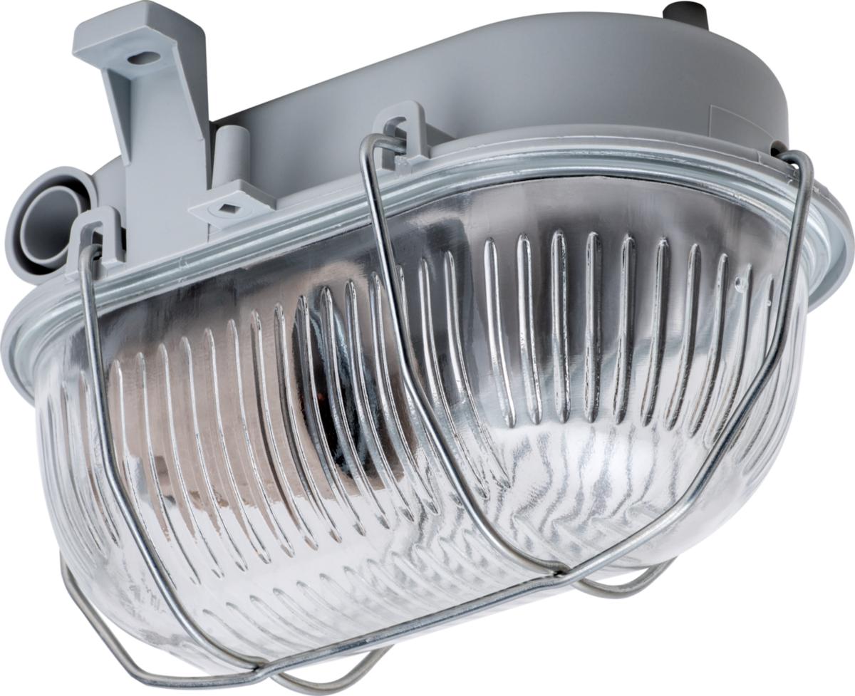 Gallerarmatur, oval, med stålgitter, Tjörn - LYSKASTER MED STÅLTRÅDGITTER 100W IP44