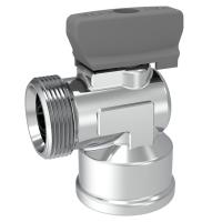 Ball valves Vatette, chrome-plated with knob, angled inside & outside thread
