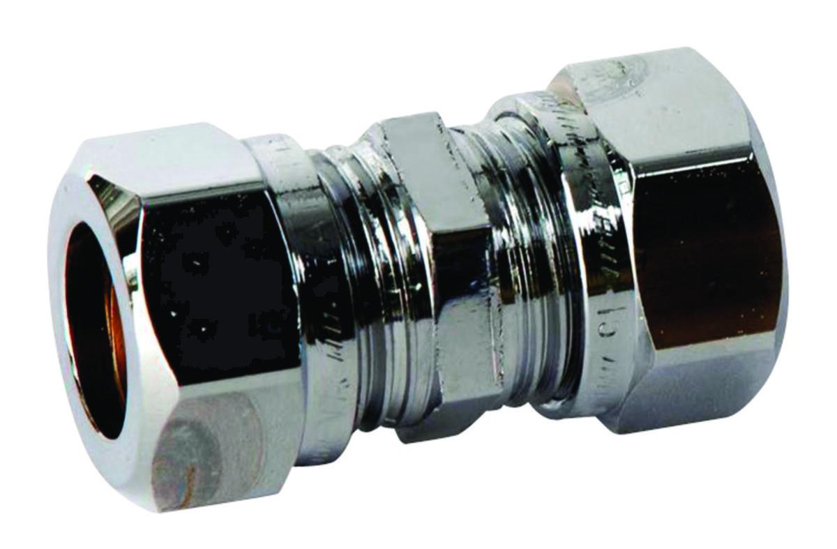 Coupling, straight VA 1130, reduced, chrome-plated, Vatette - Kobberrørskobling Fkr 12x10 Rett Fkr 12x10