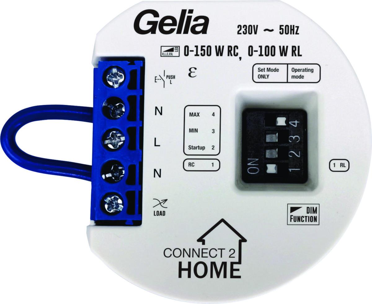 Dimmerpuck, 3-tråders 0-150 W LED, Connect 2 Home, Gelia - DIMMERPUCK 3-TRÅD LED 0-50W CONNECT 2 HOME