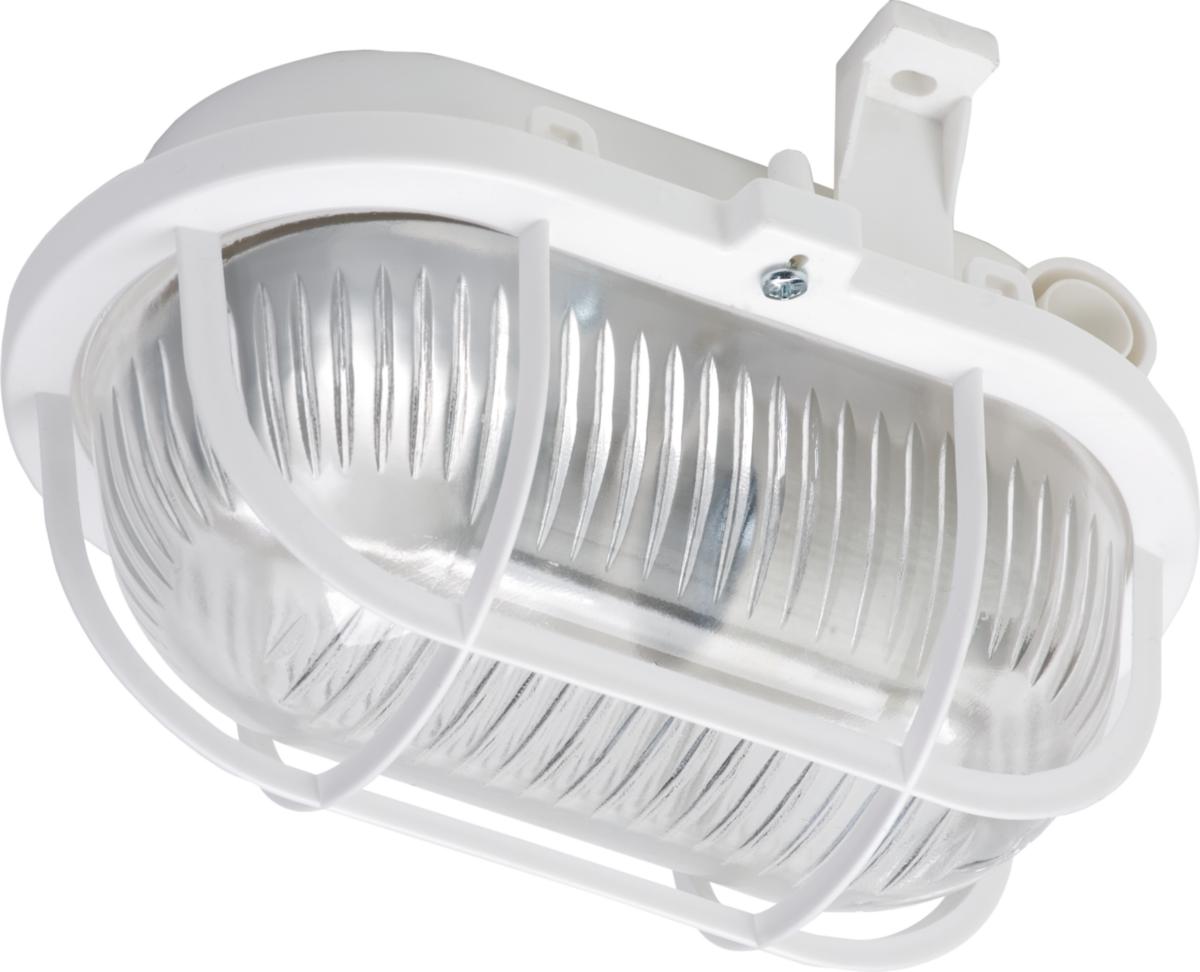 Gallerarmatur, oval, plastgitter, Orust - ARMATUR M/GITTER 60W HVIT OVAL IP44 PLAST
