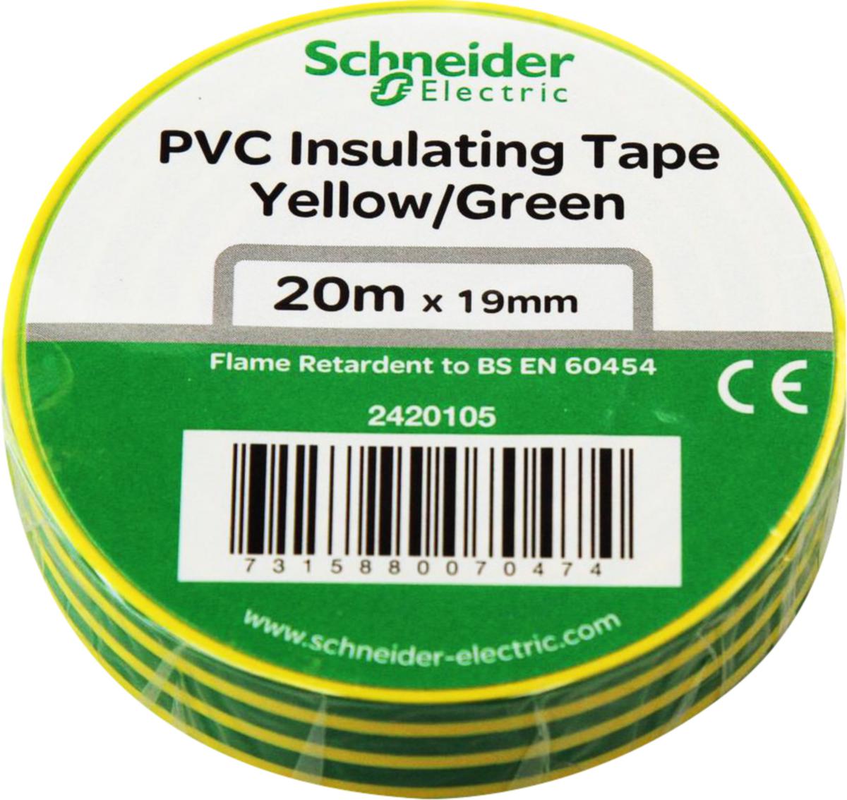 Eltape, Schneider Electric - ELTAPE GUL/GRØNN 20MX19MM PVC SCHNEIDER