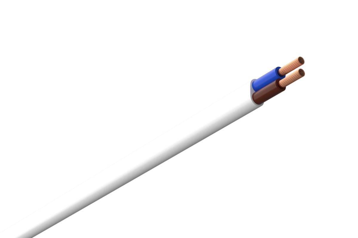 SKX (H03VVH2-F), lampesnor, oval - KABEL SKX 2X0.75 25M/RING HVIT HO3VVH2-F