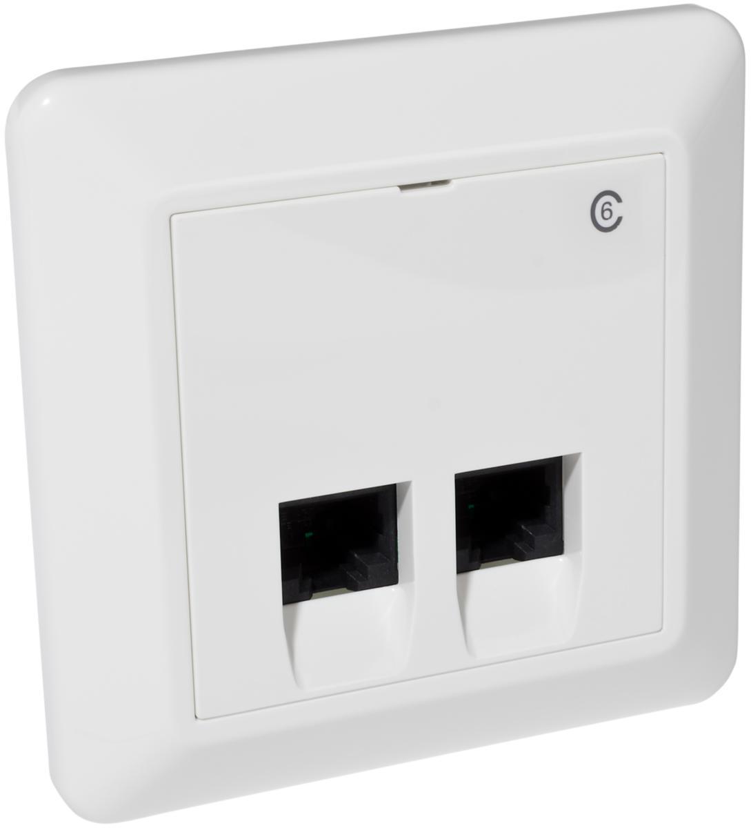 Data-/teleuttak, innfeldt 2x8, CAT6, uskjermet, Elko RS - TELEFONUTTAK DATA 2X8 KAT 5E INNFELT MONTERINGSDYBDE 17MM