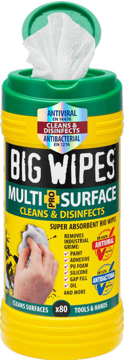 Rengjøringsklut Big Wipes Multi-Surface - RENGJØRINGSKLUT GRØNT LOKK 80 KLUT BIG WIPES MULTI-SURFACE