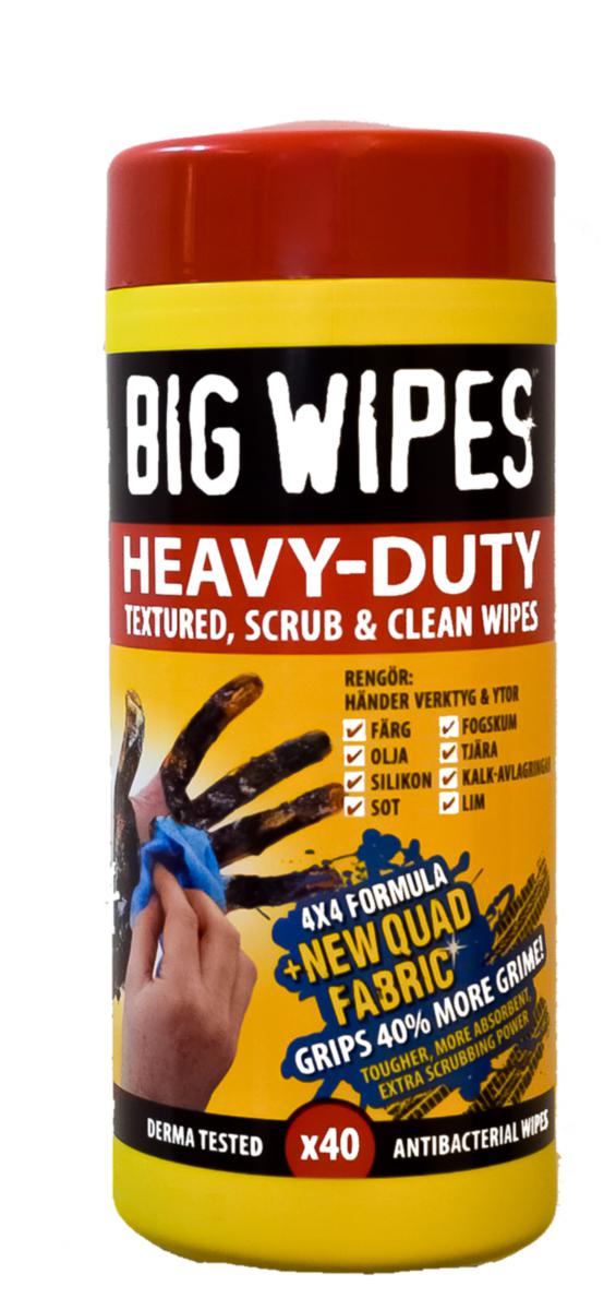 Rengjøringsklut Big Wipes Heavy Duty - RENGJØRINGSKLUT RØDT LOKK 40 KLUT BIG WIPES HEAVY DUTY