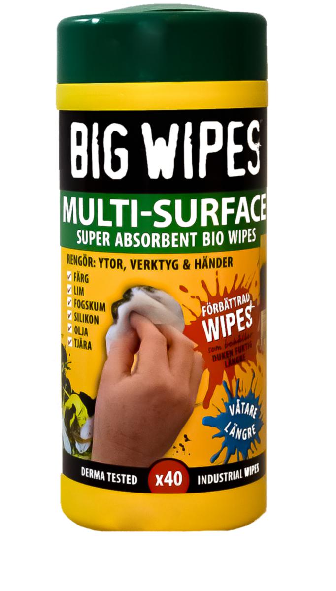 Rengjøringsklut Big Wipes Multi-Surface - RENGJØRINGSKLUT GRØNT LOKK 40 KLUT BIG WIPES MULTI-SURFACE