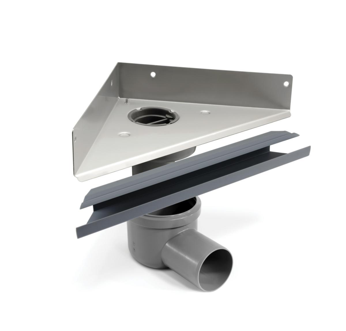 Grunnpakke Unidrain, hjørne - Unidrain grunnpakke 4013.0200 Hjørne modell, gulvsluk