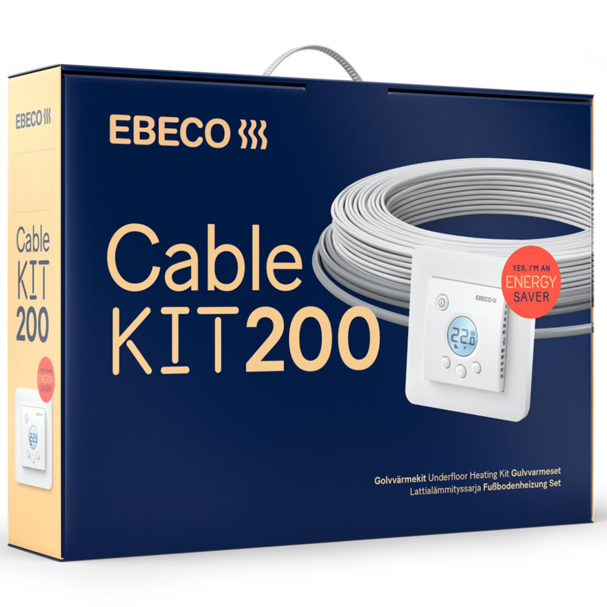 Golvvärme, Ebeco Cable Kit, lös kabel, Cable Kit 200 med termostat EB-Therm 205 - GULVVARME 540W CABLE KIT 200 EBECO
