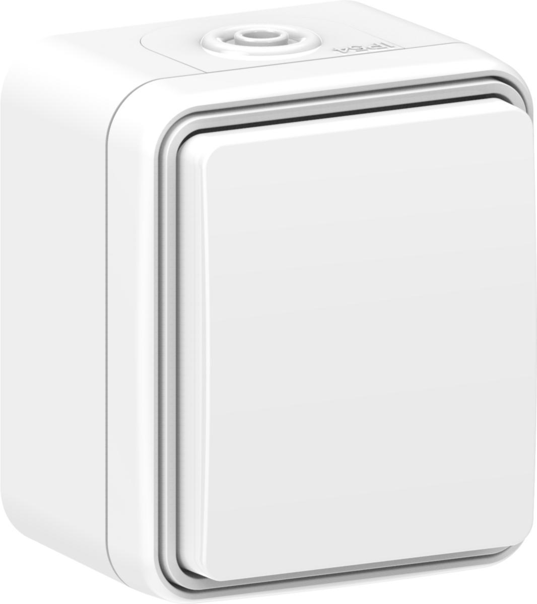 Vegguttak, kapslet, utenpåliggende, m/lokk, Connect 2 Home, Gelia - VEGGUTTAK 1-V UTP JORD KAPSLET HVIT 16A IP54 CONNECT 2 HOME
