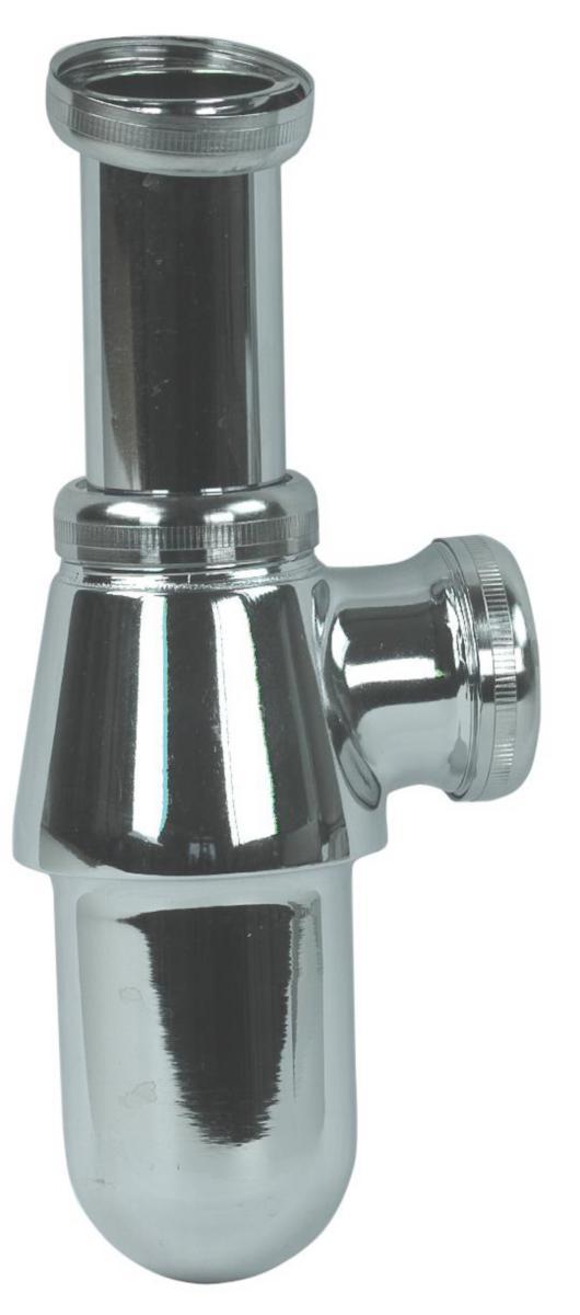 Pungvattenlås av metall, G32 (1¼") inv gg, för 32 mm:s rör - VANNLÅS 32MM KROM 1 1/4 INV.GJ M/SIDEUTLØP