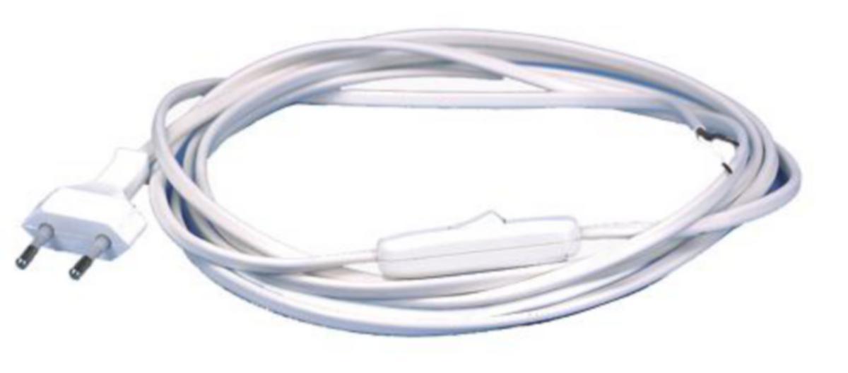 Lampettledning m/EURO-stikk og bryter, 3-meter - NETTLEDN EURO 3.0M PL HVIT INKL BRYTARE