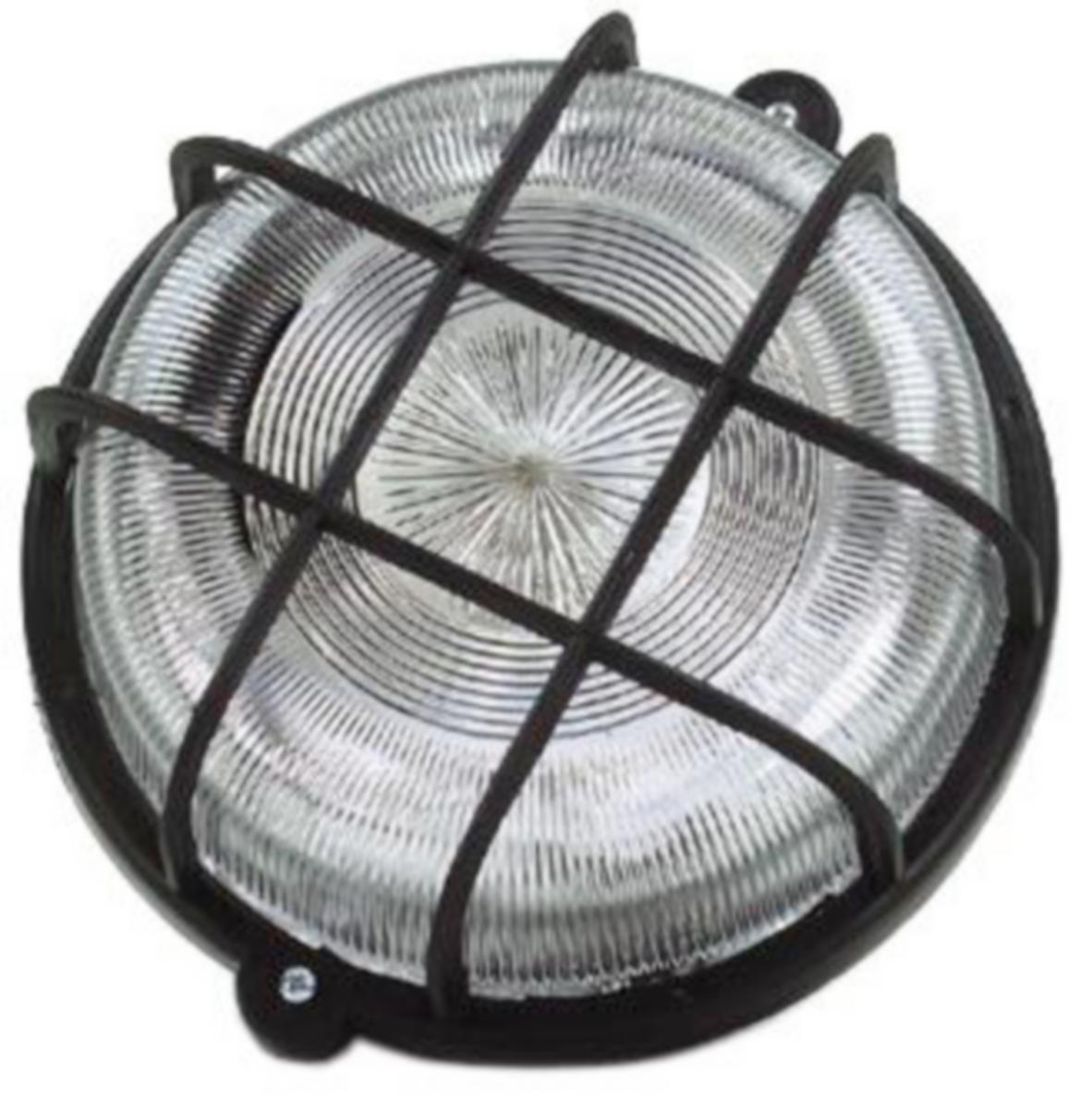 Gallerarmatur, rund - SKOTTLAMPE 100W SORT RUND IP44