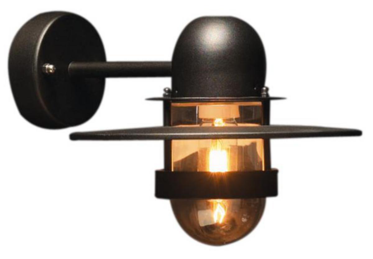 Veggarmatur Bergen, med klart glass, Norlys - UTEARMATUR VEGG BERGEN SORT NORLYS 60W E27 IP54