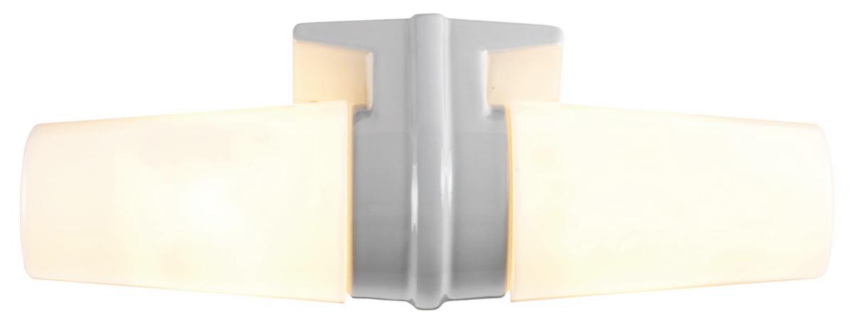 Porselenarmatur med glass, Ifö Bernadotte - ARMATUR IFØ BERNADOTTE 2X40W HVIT OPALGLASS LAMPETT