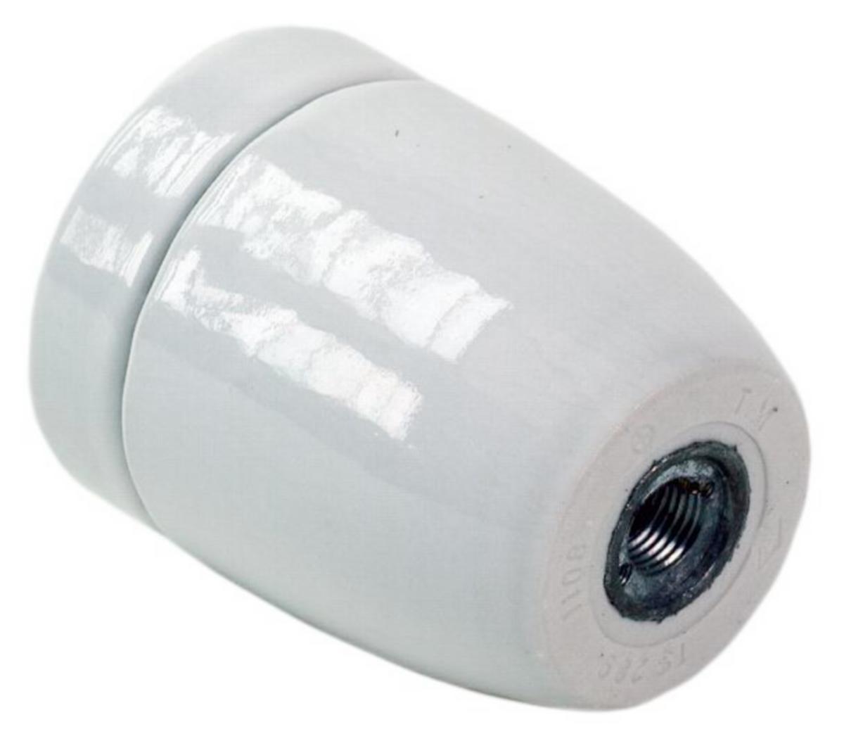 Lampheholder E27, slett, porselen - LAMPEHOLDER PORSLIN E27 M10X1 MED M/JSKRUE