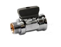 Ball valves Vatette, chrome-plated with knob, external and internal thread